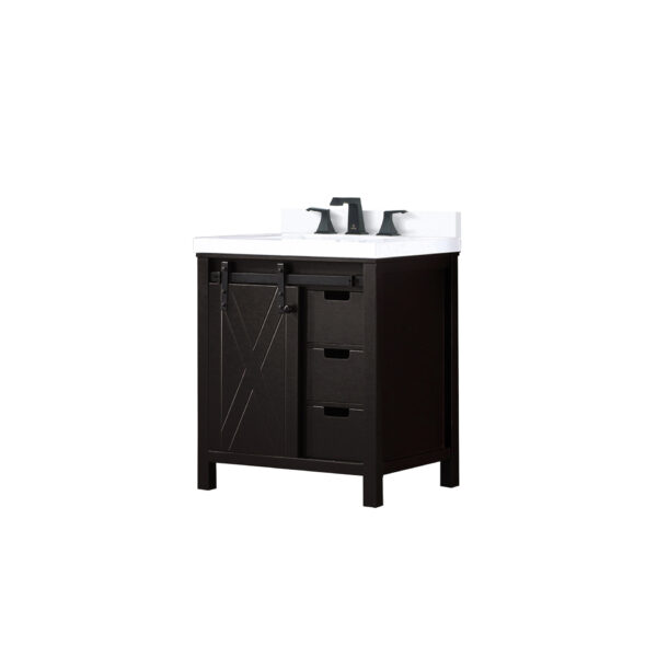 Marsyas 30W x 22D Brown Bath Vanity, Cultured Marble Countertop and Faucet Set