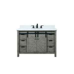 Marsyas 48W x 22D Ash Grey Bath Vanity, Cultured Marble Countertop and Faucet Set