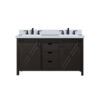 Marsyas 60W x 22D Brown Double Bath Vanity, Cultured Marble Countertop and Faucet Set