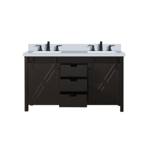 Marsyas 60W x 22D Brown Double Bath Vanity, Cultured Marble Countertop and Faucet Set