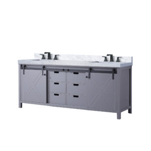 Marsyas 80W x 22D Dark Grey Double Bath Vanity, Carrara Marble Countertop and Faucet Set