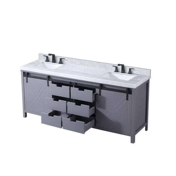 Marsyas 80W x 22D Dark Grey Double Bath Vanity, Carrara Marble Countertop and Faucet Set