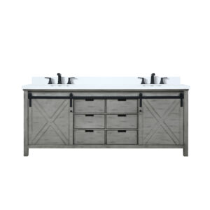 Marsyas 80W x 22D Ash Grey Double Bath Vanity, Cultured Marble Countertop and Faucet Set