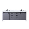 Marsyas 84W x 22D Dark Grey Double Bath Vanity, Carrara Marble Countertop and Faucet Set