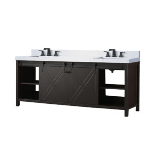 Marsyas 84W x 22D Brown Double Bath Vanity, Cultured Marble Countertop and Faucet Set