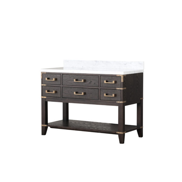 Norwalk 48W x 22D Brown Oak Single Bath Vanity and Carrara Marble Top