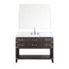 Norwalk 48W x 22D Brown Oak Single Bath Vanity, Carrara Marble Top, Faucet Set, and 46Mirror