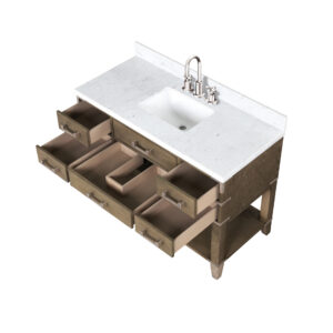 Norwalk 48W x 22D Grey Oak Single Bath Vanity, Carrara Marble Top, and Faucet Set