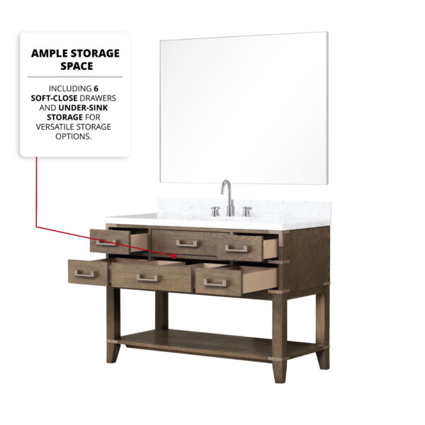 Norwalk 48W x 22D Grey Oak Single Bath Vanity and Carrara Marble Top