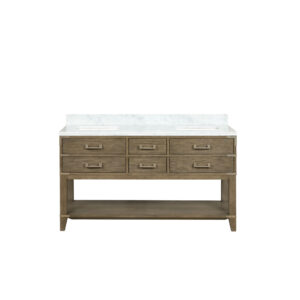 Norwalk 60W x 22D Grey Oak Double Bath Vanity and Carrara Marble Top