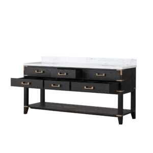 Norwalk 72W x 22D Black Oak Double Bath Vanity and Carrara Marble Top