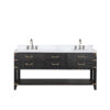 Norwalk 72W x 22D Black Oak Double Bath Vanity, Carrara Marble Top, and Faucet Set