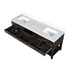 Norwalk 72W x 22D Brown Oak Double Bath Vanity and Carrara Marble Top