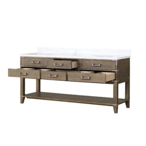 Norwalk 72W x 22D Grey Oak Double Bath Vanity and Carrara Marble Top