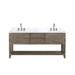 Norwalk 72W x 22D Grey Oak Double Bath Vanity, Carrara Marble Top, and Faucet Set