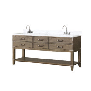 Norwalk 72W x 22D Grey Oak Double Bath Vanity, Carrara Marble Top, and Faucet Set