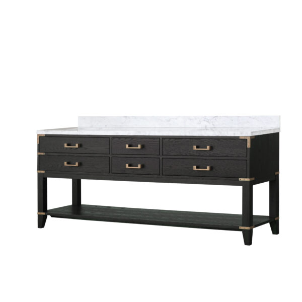 Norwalk 80W x 22D Black Oak Double Bath Vanity and Carrara Marble Top