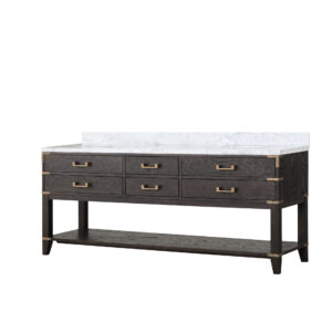 Norwalk 80W x 22D Brown Oak Double Bath Vanity and Carrara Marble Top