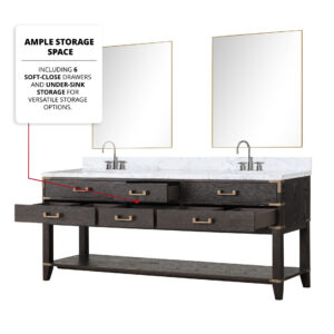 Norwalk 80W x 22D Brown Oak Double Bath Vanity and Carrara Marble Top