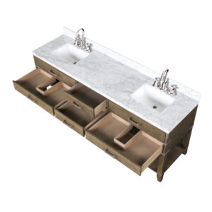 Norwalk 80W x 22D Grey Oak Double Bath Vanity, Carrara Marble Top, and Faucet Set