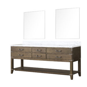 Norwalk 80W x 22D Grey Oak Double Bath Vanity, Carrara Marble Top, and 36Mirrors