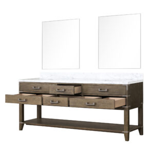 Norwalk 80W x 22D Grey Oak Double Bath Vanity, Carrara Marble Top, and 36Mirrors