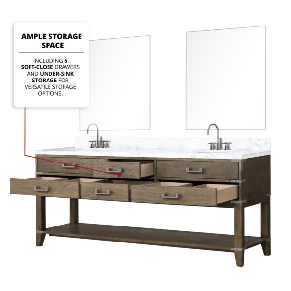 Norwalk 80W x 22D Grey Oak Double Bath Vanity and Carrara Marble Top