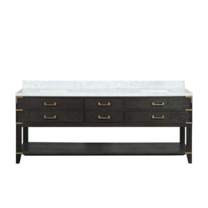 Norwalk 84W x 22D Black Oak Double Bath Vanity and Carrara Marble Top