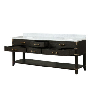 Norwalk 84W x 22D Black Oak Double Bath Vanity and Carrara Marble Top