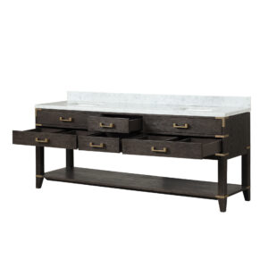 Norwalk 84W x 22D Brown Oak Double Bath Vanity and Carrara Marble Top