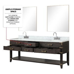 Norwalk 84W x 22D Brown Oak Double Bath Vanity and Carrara Marble Top