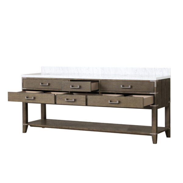 Norwalk 84W x 22D Grey Oak Double Bath Vanity and Carrara Marble Top