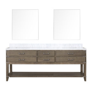 Norwalk 84W x 22D Grey Oak Double Bath Vanity, Carrara Marble Top, and 36Mirrors