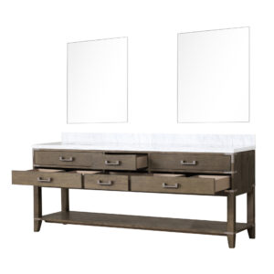 Norwalk 84W x 22D Grey Oak Double Bath Vanity, Carrara Marble Top, and 36Mirrors