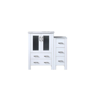 Volez 36W x 18.25D White Single Bath Vanity with Side Cabinet, and White Ceramic Top