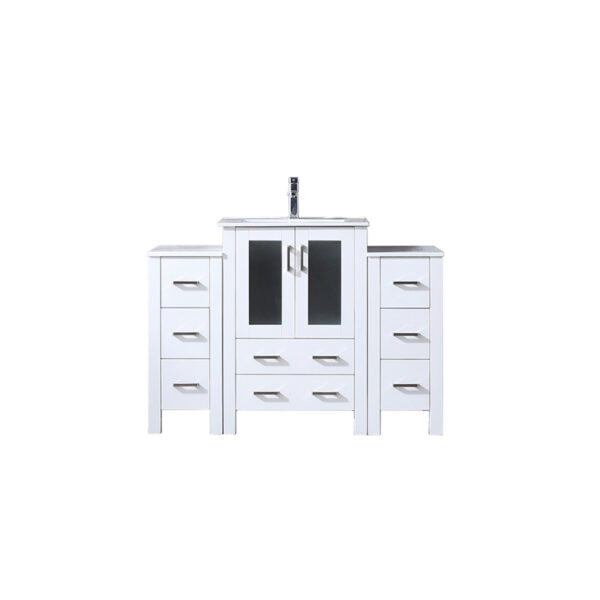 Volez 48W x 18.25D White Single Bath Vanity with Side Cabinets, White Ceramic Top, and Faucet Set