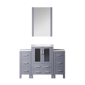 Volez 48W x 18.25D Dark Grey Single Bath Vanity with Side Cabinets, and White Ceramic Top