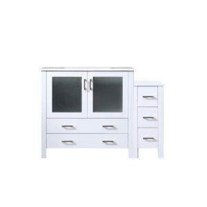 Volez 48W x 18.25D White Single Bath Vanity with Side Cabinet, and White Ceramic Top