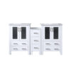 Volez 60W x 18.25D White Double Bath Vanity with Side Cabinet, and White Ceramic Top