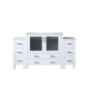 Volez 60W x 18.25D White Double Bath Vanity with Side Cabinets, and White Ceramic Top