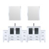 Volez 96W x 18.25D White Double Bath Vanity with Side Cabinets, White Ceramic Top, 28Mirrors, and Faucet Set