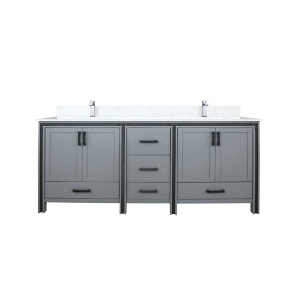 Ziva 80W x 22D Dark Grey Double Bath Vanity, Cultured Marble Top and Faucet Set