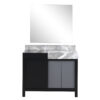 Zilara 42W x 22D Black and Grey Bath Vanity, Castle Grey Marble Top and 34Mirror