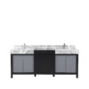 Zilara 80W x 22D Black and Grey Double Bath Vanity, Castle Grey Marble Top and Chrome Faucet Set