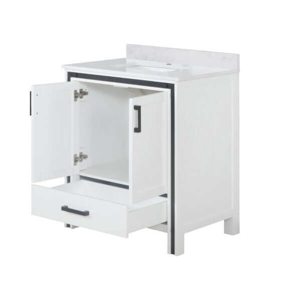 Ziva 30W x 22D White Bath Vanity and White Quartz Top