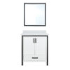 Ziva 30W x 22D White Bath Vanity, Cultured Marble Top and 28Mirror