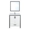 Ziva 30W x 22D White Bath Vanity, White Quartz Top, Faucet Set and 28Mirror