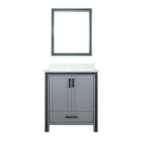 Ziva 30W x 22D Dark Grey Bath Vanity, Cultured Marble Top and 28Mirror