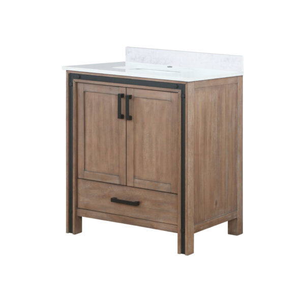 Ziva 30W x 22D Rustic Barnwood Bath Vanity and White Quartz Top