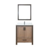 Ziva 30W x 22D Rustic Barnwood Bath Vanity, Cultured Marble Top, Faucet Set and 28Mirror